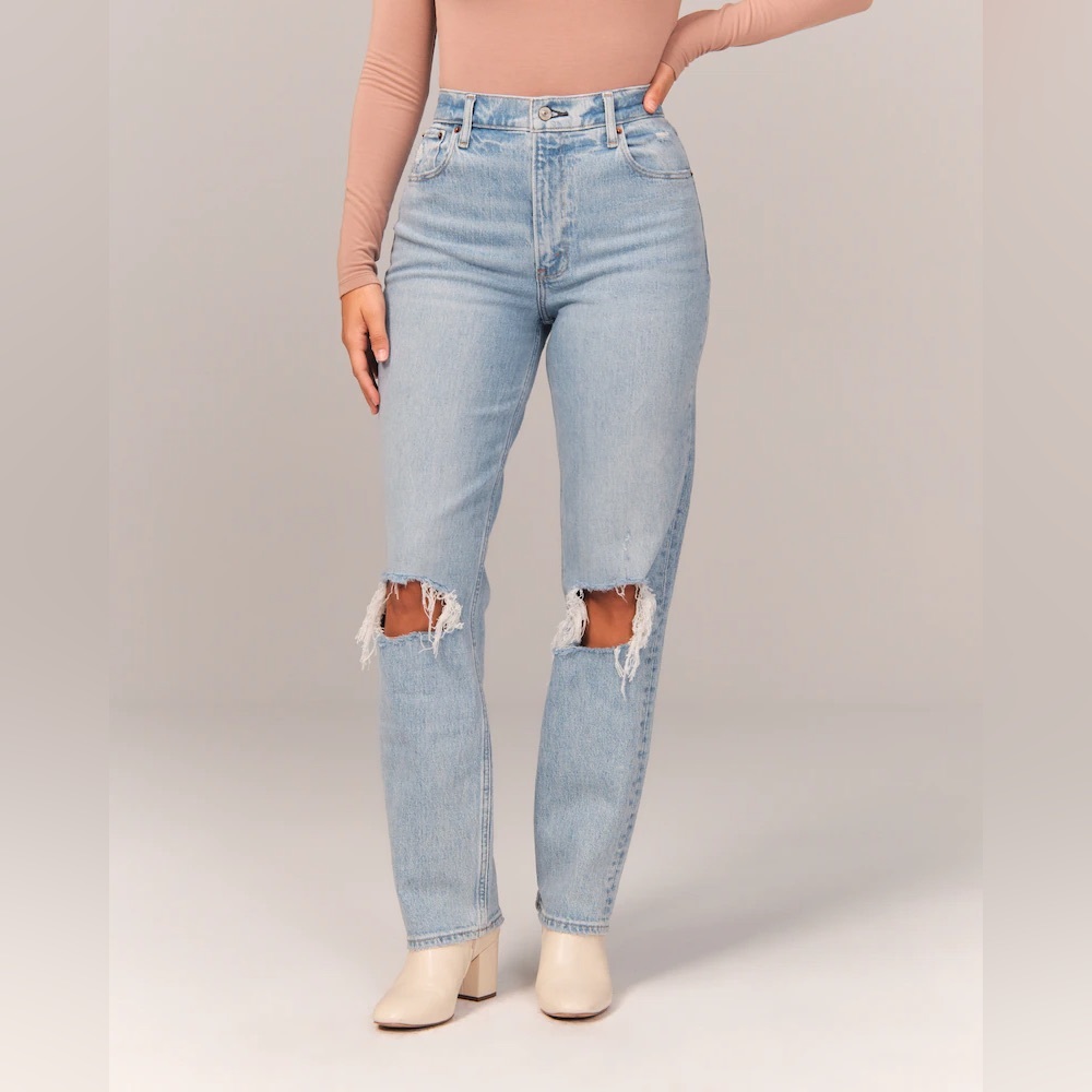 Abercrombie & Fitch Curve Love Ultra High Rise Straight Jean 29/8L Long